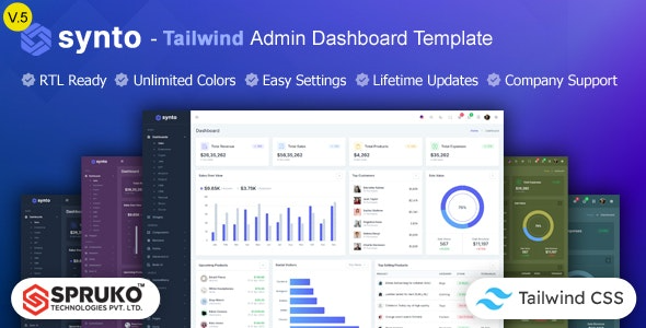 Synto v5.0 Tailwind HTML Admin Dashboard Template - 响应式后台管理模板