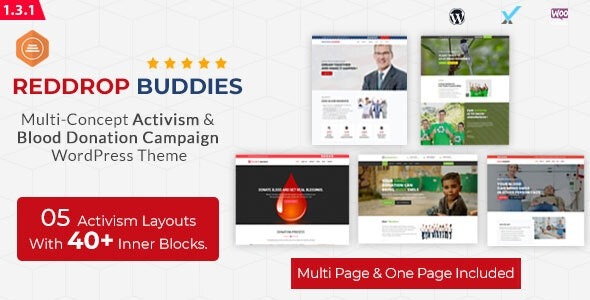 Reddrop Buddies (v1.3.1) 多概念活动与献血活动WordPress主题