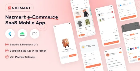 NazMart Tenant Shop Flutter Mobile App v1.0.2 - 多租户商店Flutter移动应用