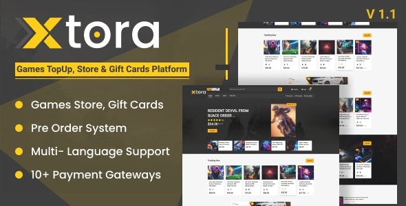 Xtora v1.1.0 游戏充值、商店和礼品卡销售系统，支持预购管理