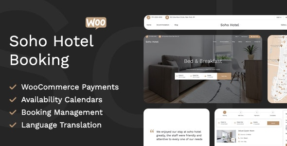 Soho Hotel Booking v4.2.5 Calendar For WordPress - 响应式酒店预订WordPress主题