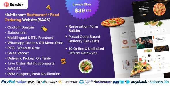 Eorder v3.0 多租户餐厅/食品订购网站(SAAS) - 高效在线订餐系统解决方案
