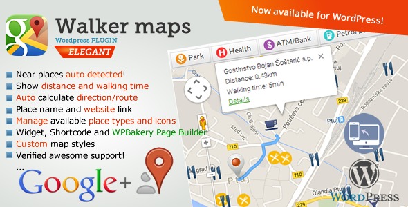 Google Maps Neighborhood Walker for WordPress v1.3 - WordPress谷歌地图街区步行者插件