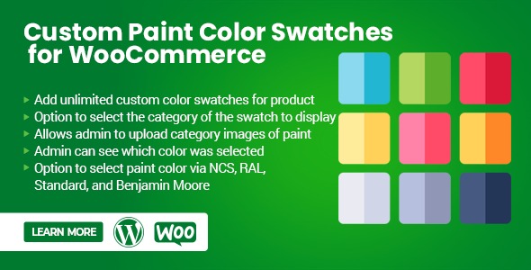 Custom Paint Color Swatches for WooCommerce v1.0.5 - WooCommerce自定义油漆颜色样本插件