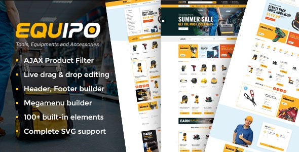 Equipo v3.1 Parts And Tools WordPress WooCommerce Theme - 汽车零件与工具商店WordPress主题