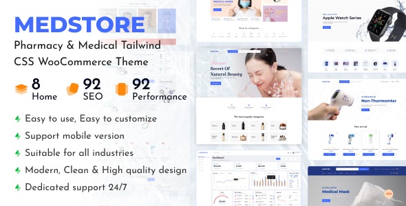 Medstore v1.0.0 响应式WooCommerce WordPress主题 - 医疗商店电子商务解决方案