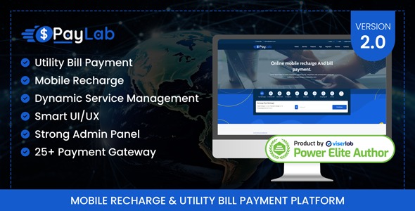 PayLab v2.0 移动充值和水电费支付平台 WordPress主题