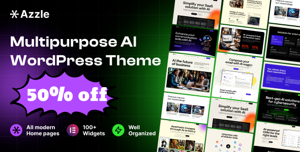 Azzle (v1.0.4) SaaS和科技创业公司Elementor WordPress主题
