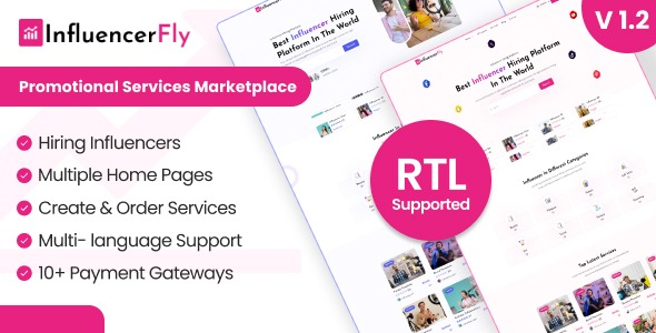 InfluencerFly v1.2.0 推广服务市场主题