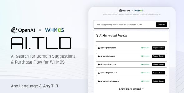 v1.2 AI.TLD: AI搜索可用域名工具 (OpenAI + WHMCS整合)