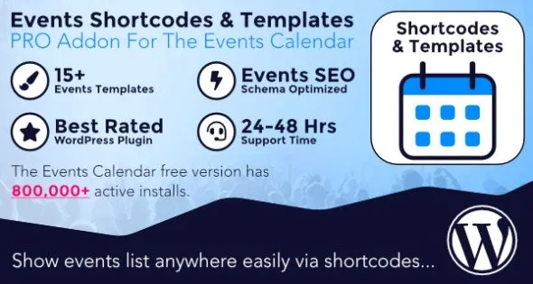 The Events Calendar Shortcode and Templates Pro v3.3.2 – WordPress活动日历短代码和模板专业版插件