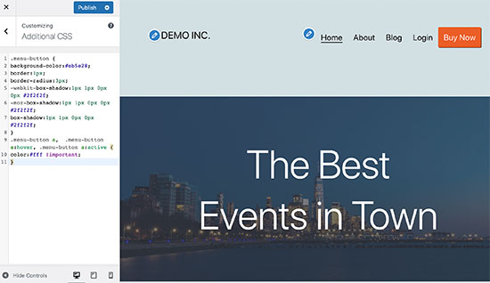 如何在WordPress的顶部导航菜单中添加按钮