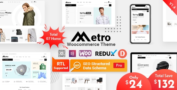 Metro 2.4 – 最小WooCommerce WordPress主题