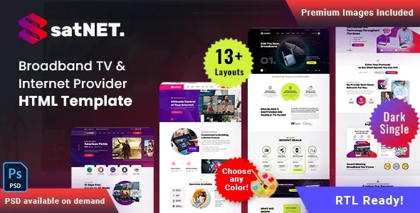 (v2.0) Satnet Broadband TV & Internet Provider HTML Template – 卫星宽带电视和互联网提供商HTML模板