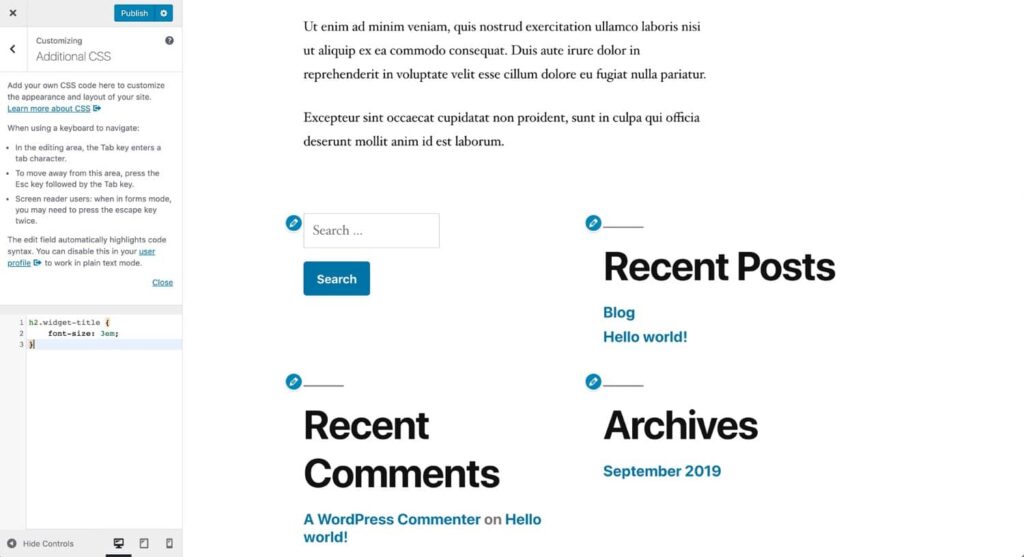 如何改变WordPress字体大小，颜色和优化