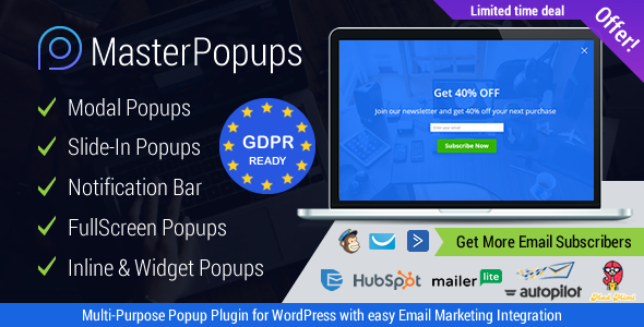 Master Popups 3.8.6 开心版 – WordPress弹出插件；弹出式编辑器