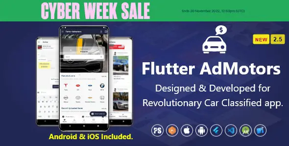 Flutter AdMotors 汽车分类买卖 iOS 和 Android 应用带聊天功能 v2.6