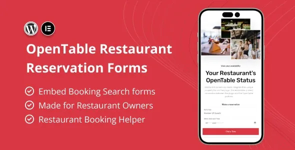 OpenTable Restaurant Reservation Forms for Elementor v1.0 – 餐厅预订表单插件