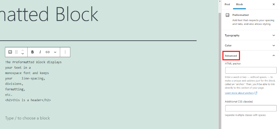 古腾堡编辑器教程:如何使用WordPress预格式化块