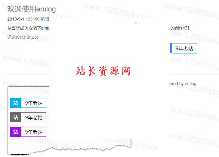 蓝叶Emlog 网站显示年龄9年lanye_webtime老站插件