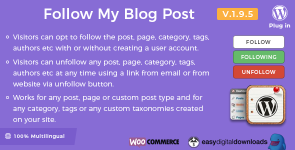 Follow My Blog Post 2.1.2 – WordPress WooCommerce插件