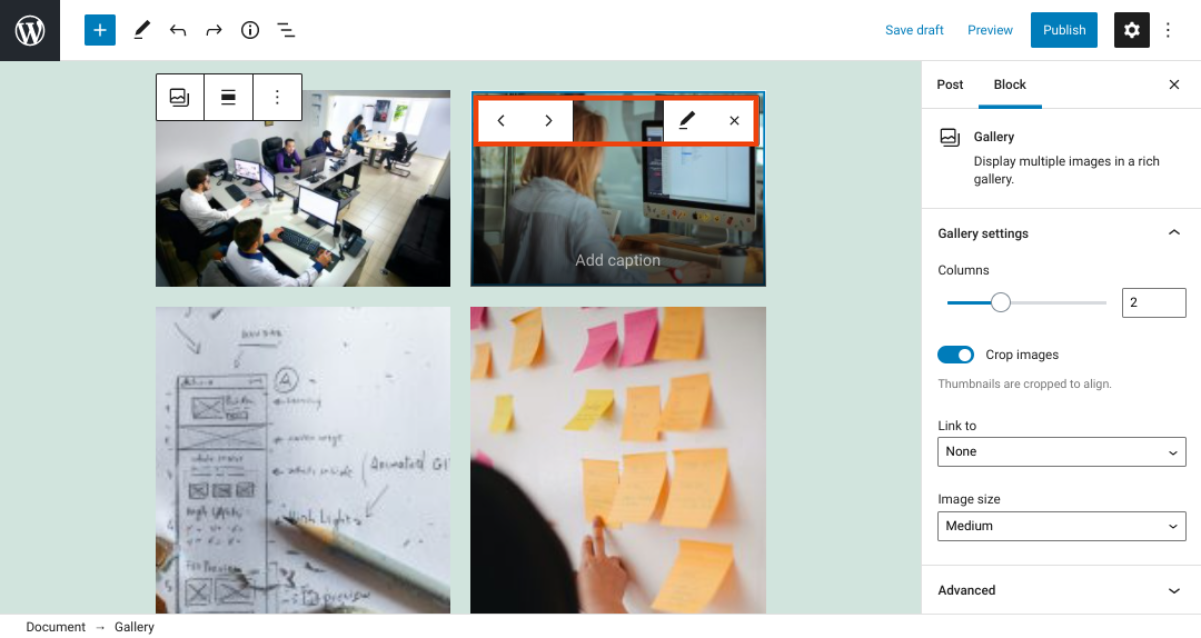 古腾堡编辑器教程:如何使用WordPress画廊区块