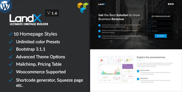 LandX 2.0.3 – 多用途着陆页网站WordPress主题