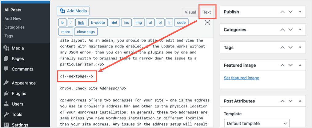 如何在WordPress中添加分页符和自定义样式？