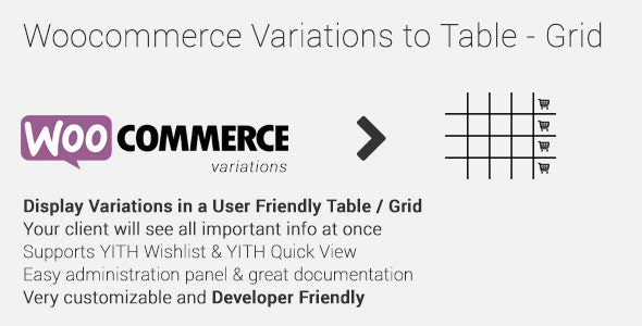 Woocommerce Variations to Table – 网格1.4.14