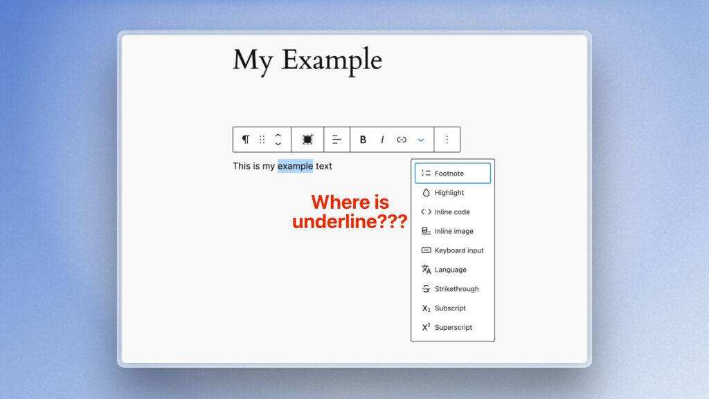 如何在WordPress区块编辑器中给文本加下划线