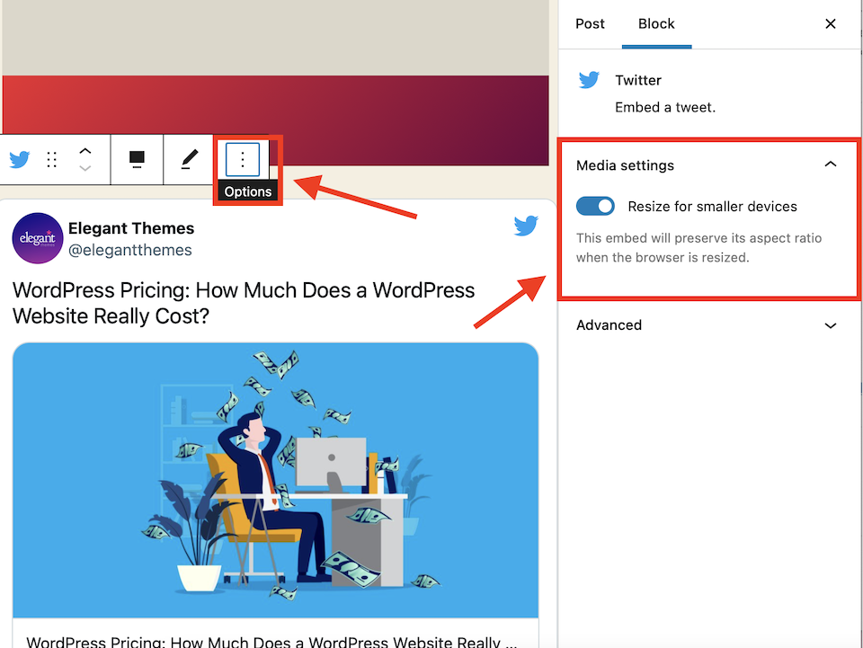 古腾堡编辑器教程:如何使用Twitter嵌入块
