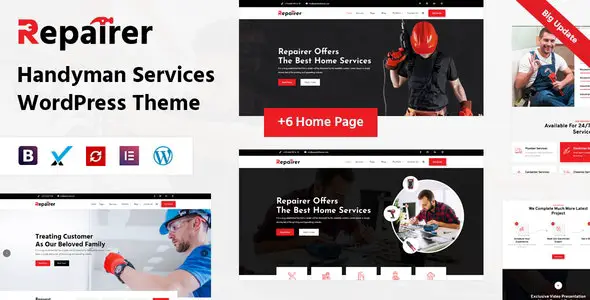 Repairer (v3.0) 维修服务WordPress主题 – 专业手工艺人网站模板