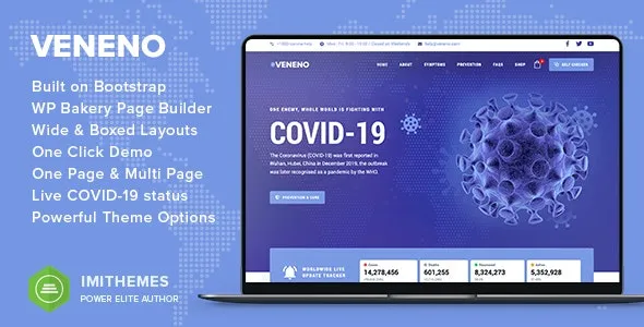 Veneno v.2.3.1 Coronavirus Information WordPress Theme – 冠状病毒信息WordPress主题