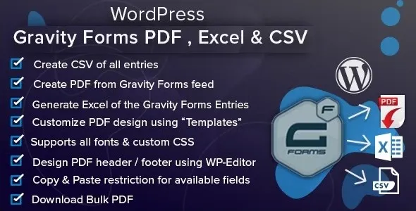 WordPress Gravity Forms PDF, Excel, CSV 1.8.1 开心版